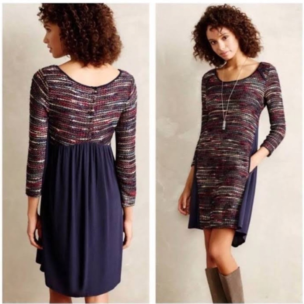 Anthropologie Maeve Marled Boucle Knit Swing Dress